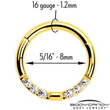 Load image into Gallery viewer, 16G 5/16 CZ Gem Forward Facing Hinged Segment Ring
