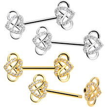 Load image into Gallery viewer, 14G 1/2 CZ Gem Infinity Heart Barbell Nipple Ring Set
