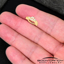 Load image into Gallery viewer, Clear CZ Gem Gold Tone Beauty Branch Hinged Hoop Belly Ring
