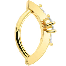 Load image into Gallery viewer, Clear CZ Gem Gold Tone Beauty Branch Hinged Hoop Belly Ring
