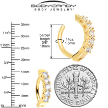 Load image into Gallery viewer, Clear CZ Gem Gold Tone Glamour Quintet Hinged Hoop Belly Ring
