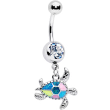 将图片加载到图库查看器，Clear Gem Glitter Turtle Dangle Belly Ring
