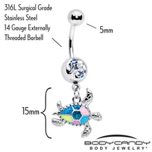 将图片加载到图库查看器，Clear Gem Glitter Turtle Dangle Belly Ring
