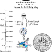 将图片加载到图库查看器，Clear Gem Glitter Turtle Dangle Belly Ring
