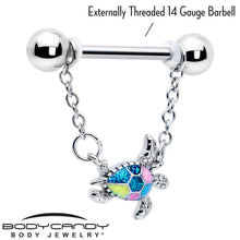将图片加载到图库查看器，14G 9/16 Glitter Turtle Chain Dangle Nipple Ring Set
