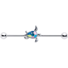 将图片加载到图库查看器，14G Glitter Turtle Industrial Barbell 38mm
