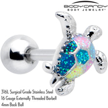 Load image into Gallery viewer, 16G 1/4 Glitter Turtle Cartilage Tragus Earring
