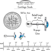 Load image into Gallery viewer, 16G 1/4 Glitter Turtle Cartilage Tragus Earring
