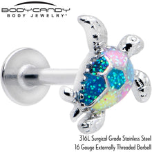 Load image into Gallery viewer, 16G 5/16 Glitter Turtle Labret Monroe Tragus
