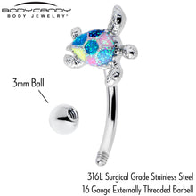 Load image into Gallery viewer, 16G 5/16 Glitter Turtle Curved Eyebrow Ring
