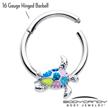 Load image into Gallery viewer, 16G 3/8 Glitter Turtle Hinged Segment Ring
