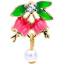 Load image into Gallery viewer, 16G 1/4 Clear CZ Gem Gold Tone Bell Flower Cartilage Tragus Earring
