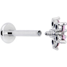 Load image into Gallery viewer, 16G 5/16 Pink Faux Opal Internally Threaded Flower Labret Tragus
