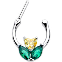 将图片加载到图库查看器，16G 5/16 Yellow Green CZ Gem Love Flower Cartilage Clicker
