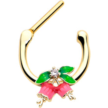 Load image into Gallery viewer, 16G 5/16 Clear CZ Gem Gold Tone Bell Flower Cartilage Clicker
