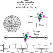 Load image into Gallery viewer, 14G Profile Butterfly Industrial Barbell 38mm
