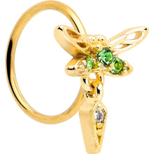 Load image into Gallery viewer, 20G 5/16 Green Gem Gold Tone Swank Dragonfly Nose Hoop
