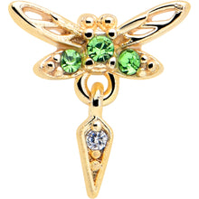 Load image into Gallery viewer, 20G 5/16 Green Gem Gold Tone Swank Dragonfly Nose Hoop
