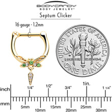 Load image into Gallery viewer, 16G 5/16 Green Gem Gold Tone Swank Dragonfly Dangle Cartilage Clicker
