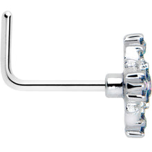 将图片加载到图库查看器，20G 7mm Vitrail CZ Gem Beauty Cross L Shape Nose Ring
