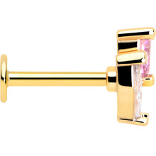 Load image into Gallery viewer, 16G 5/16 Pink CZ Gem Gold Tone Love Flower Labret Monroe Tragus
