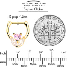 Load image into Gallery viewer, 16G 5/16 Pink CZ Gem Gold Tone Love Flower Cartilage Clicker
