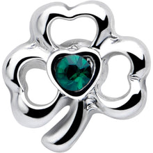 Load image into Gallery viewer, 16G 5/16 Green Gem Heart Shamrock St Patricks Cartilage Earring
