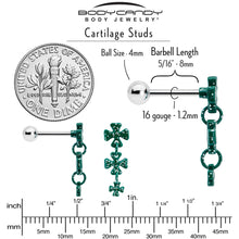 Load image into Gallery viewer, 16G 5/16 Polka Dot Shamrock Dangle Cartilage Tragus Earring
