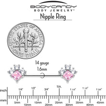 将图片加载到图库查看器，14G 9/16 Pink Clear CZ Gem Rhombus Riot Barbell Nipple Ring Set
