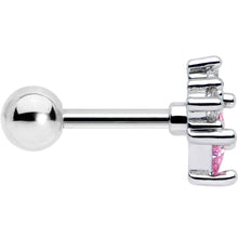 将图片加载到图库查看器，16G 1/4 Pink Clear CZ Gem Rhombus Riot Cartilage Tragus Earring
