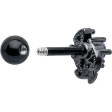 Load image into Gallery viewer, 16G 1/4 Purple CZ Gem Black Twining Vine Cartilage Tragus Earring
