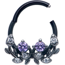 将图片加载到图库查看器，16G 3/8 Purple Gem Black Twining Vine Hinged Segment Ring
