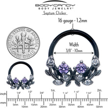 将图片加载到图库查看器，16G 3/8 Purple Gem Black Twining Vine Hinged Segment Ring
