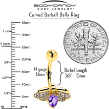 Load image into Gallery viewer, Purple Clear Gem Gold Tone Beauty Bug Belly Ring
