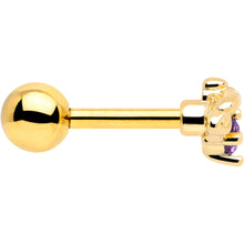 Load image into Gallery viewer, 16G 1/4 Purple Gem Gold Tone Beauty Bug Cartilage Tragus Earring
