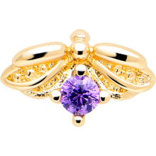 Load image into Gallery viewer, 16G 5/16 Purple Gem Gold Tone Beauty Bug Labret Monroe Tragus
