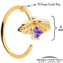 Load image into Gallery viewer, 20G 5/16 Purple Gem Gold Tone Beauty Bug Nose Hoop
