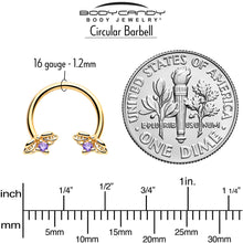 Load image into Gallery viewer, 16G 3/8 Purple Gem Gold Tone Beauty Bug Horseshoe Circular Barbell
