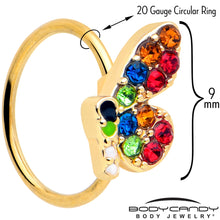 Load image into Gallery viewer, 20G 5/16 Red Blue Gem Gold Tone Butterfly Nose Hoop
