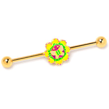 Load image into Gallery viewer, 14G Gold Tone Tie Dye Butterfly Style Industrial Barbell 38mm
