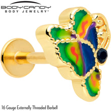 Load image into Gallery viewer, 16G 5/16 Gold Tone Butterfly Colors Labret Monroe Tragus
