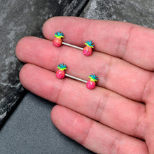 Load image into Gallery viewer, 14G 9/16 Hot Tropical Pineapple Barbell Nipple Ring Set
