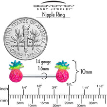 Load image into Gallery viewer, 14G 9/16 Hot Tropical Pineapple Barbell Nipple Ring Set
