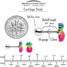 Load image into Gallery viewer, 16G 1/4 Hot Tropical Pineapple Cartilage Tragus Earring
