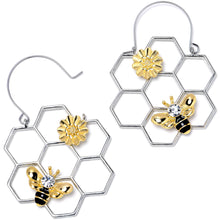 将图片加载到图库查看器，Clear Gem Bee Honeycomb Flower Tunnel Plug Earrings
