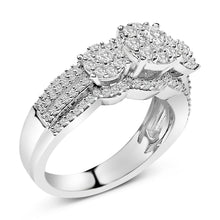 Load image into Gallery viewer, .925 Sterling Silver 1.0 Cttw Diamond Engagement Ring and Soldered Wedding Band Set
