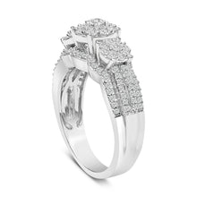 Load image into Gallery viewer, .925 Sterling Silver 1.0 Cttw Diamond Engagement Ring and Soldered Wedding Band Set
