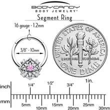 将图片加载到图库查看器，16G 3/8 Pink CZ Gem Flower Circle Hinged Segment Ring
