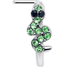 Load image into Gallery viewer, 20G 7mm Green Gem Snake Sweetie Faux Hoop L Shape Nose Ring
