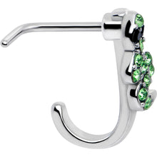 Load image into Gallery viewer, 20G 7mm Green Gem Snake Sweetie Faux Hoop L Shape Nose Ring

